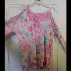PINK LILY TIE DYE cold shoulder sweatshirt